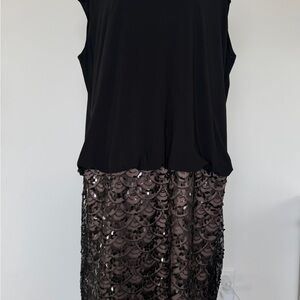 Jessica Howard Black Sequin Drop-Waist Cocktail Dress